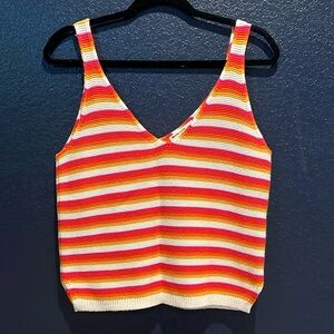 Marine layer woven multicolor stripe top